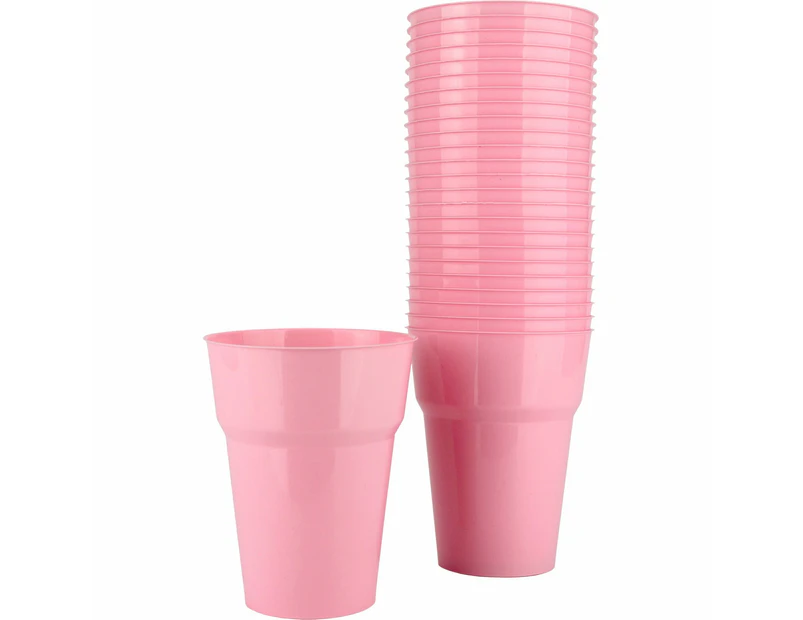 Light Carnation Pink Plastic Reusable Cups 285ml (Pack of 25)