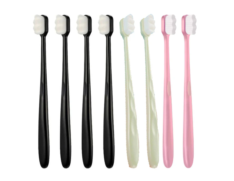 8 Pieces Soft Toothbrush Extra Soft Bristles Manual Soft Toothbrush(Black, White, Pink, Green) -style 4