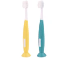 Kids Toddler Toothbrush Extra Soft Bristles Suction Cup Girls Manual Toothbrush for Kid Child -yellow-green