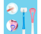 3 Sided Autism Toothbrush Three Bristles ，Gentle Clean Each Tooth -Pink