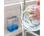 Soap Dispenser Pump Sponge Caddy Liquid Holder Kitchen Washing Cleaning Silver