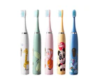 Electric Ultrasonic Rechargeable Soft Cartoon Toothbrush With Replacement Heads For Kids - Blue 3 Head