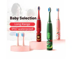 Electric Ultrasonic Rechargeable Soft Cartoon Toothbrush With Replacement Heads For Kids - Blue 3 Head