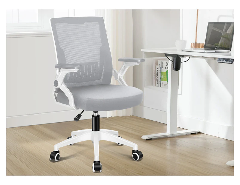 ALFORDSON Mesh Office Chair Gaming Executive Computer Fabric Seat Racing Work Grey and White