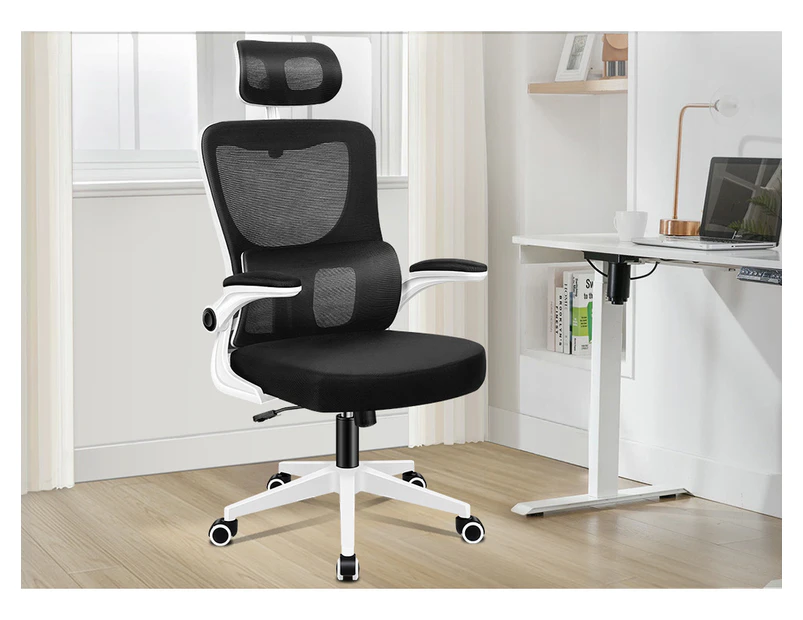 ALFORDSON Mesh Office Chair Gaming Executive Computer Tilt Fabric Seat Work Black And White