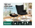 ALFORDSON Wooden Armchair Velvet Accent Chair Lounge Sofa Ottoman Couch Seat