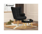 ALFORDSON Wooden Armchair Velvet Accent Chair Lounge Sofa Ottoman Couch Seat