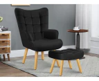 ALFORDSON Wooden Armchair Velvet Accent Chair Lounge Sofa Ottoman Couch Seat