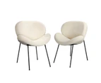 Oikiture 2PCS Armchair Dining Chair Accent Chairs Tub Armchairs Sherpa White