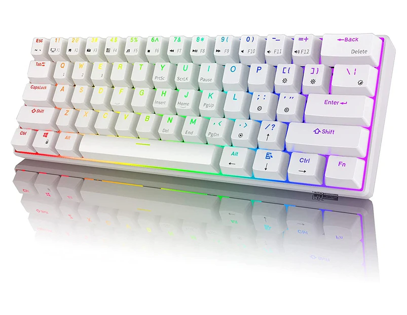 Royal Kludge RK61 Tri Mode 60% Hot Swappable Mechanical Gaming Keyboard White (Brown Switch)