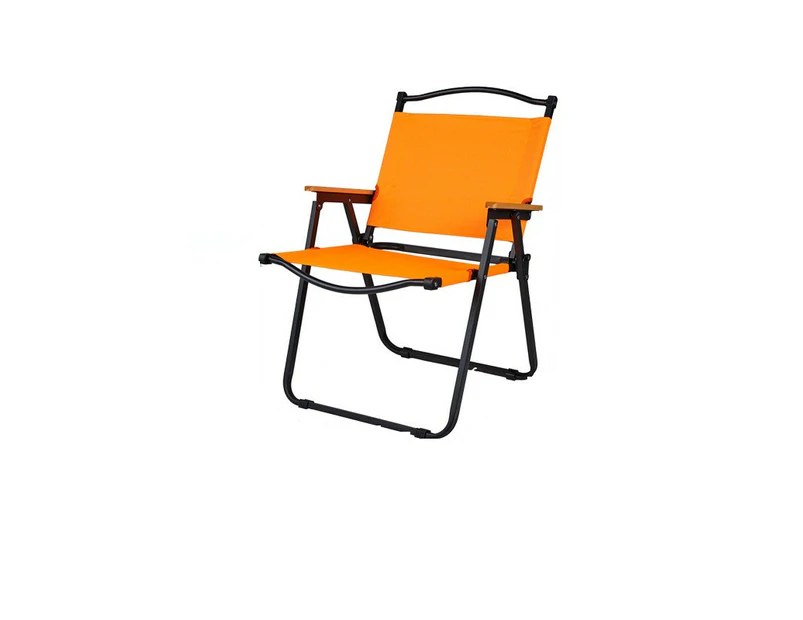 Camping Chair, Folding Patio Chair Lawn Chair with Solid Wood Armrest, Heavy Duty Beach Chair for Camping Hiking Picnic-Color 16+orange-large