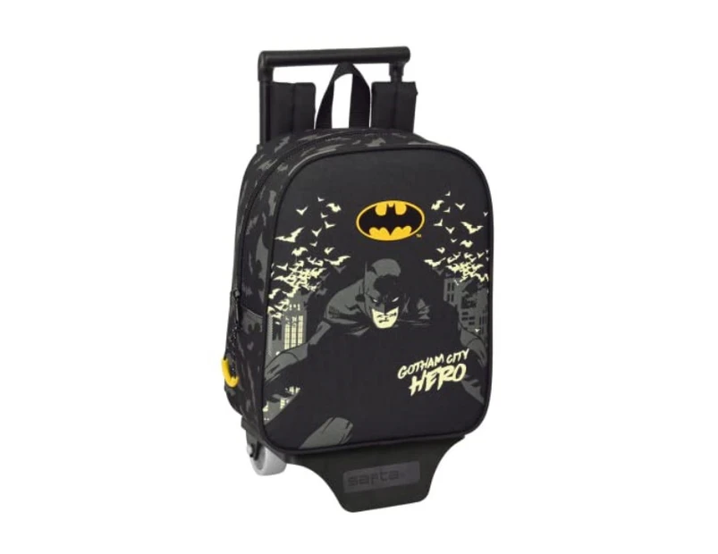 SAFTA Unisex Kid's Backpack with Cart Batman Hero 22x28x10cm Trolley, Multicoloured, Estándar - MKTP