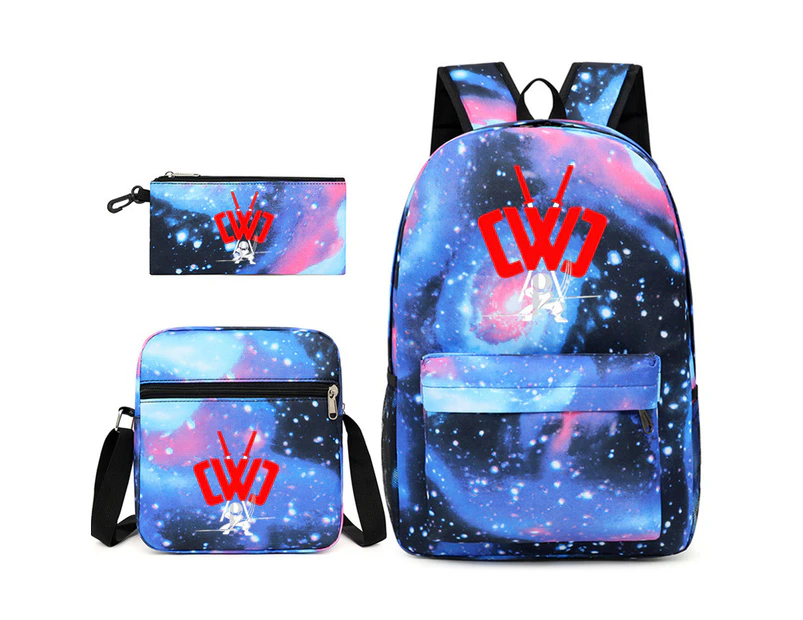 Chad Wild Clay Game Backpack Shoulder Pen Bag Three Piece Casual Student Backpack Star Blue1