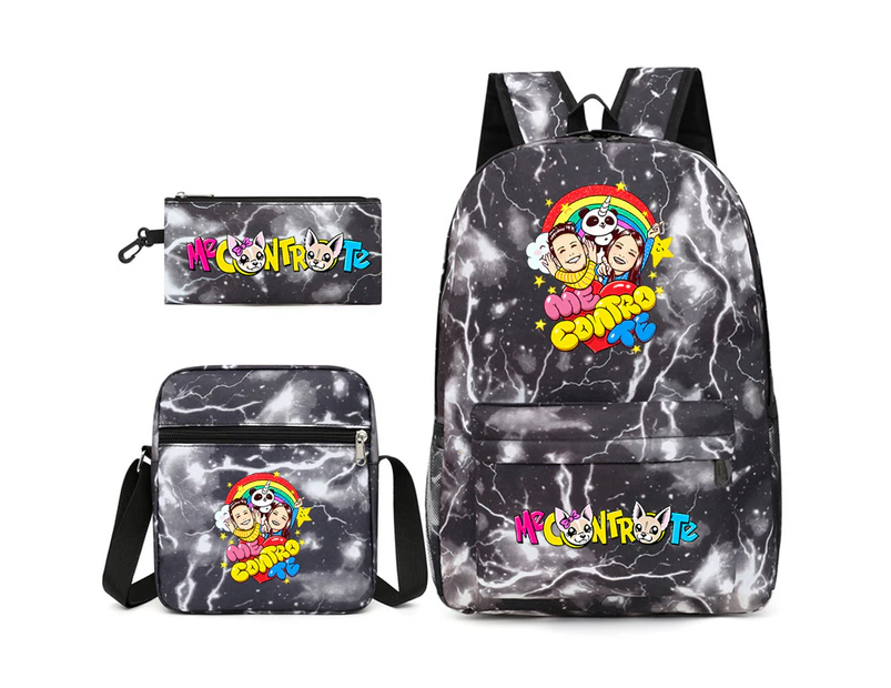 Me Contro Te Popular Backpack Student School Bag Small Shoulder Bag Pen Bag Three Piece Set Black Lightning
