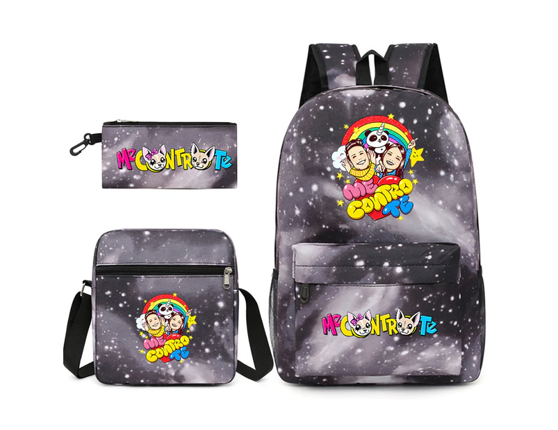 Me Contro Te Popular Backpack Student School Bag Small Shoulder Bag Pen Bag Three Piece Set Star Grey