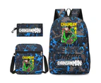 Anime Chainsaw Man Backpack Computer Bag Student School Bag  Shoulder Bag Pen Bag Three Pieces Set Blue4