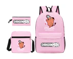 Anime Chainsaw Man Backpack Computer Bag Student School Bag  Shoulder Bag Pen Bag Three Pieces Set Pink5
