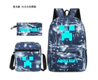 Three Pieces Set Popular Game Minecraft Backpack Student School Bag Shoulder Bag Pen Bag Lightning1