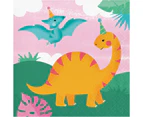 Girl Dino Party Large Napkins / Serviettes (Pack of 16)