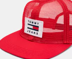 Tommy Hilfiger Cedric Flat Brim Trucker Cap - Apple Red