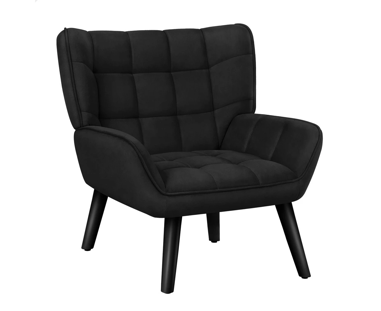 ALFORDSON Wooden Armchair Lounge Accent Chair Velvet Black