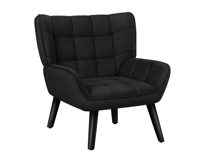 ALFORDSON Wooden Armchair Lounge Accent Chair Velvet Black