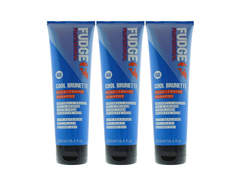 3 x Fudge Blue Toning Shampoo Cool Brunette 250mL