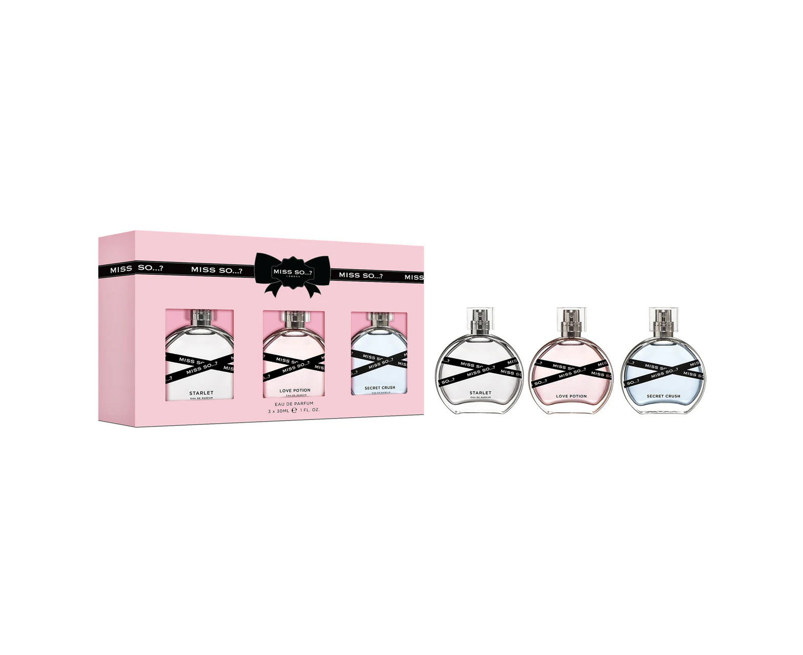 Miss So Set by So…? for Women - 3 Pc Gift Set 1oz Starlet EDP Spray, 1oz Love Potion EDP Spray, 1oz Secret Crush EDP Spray