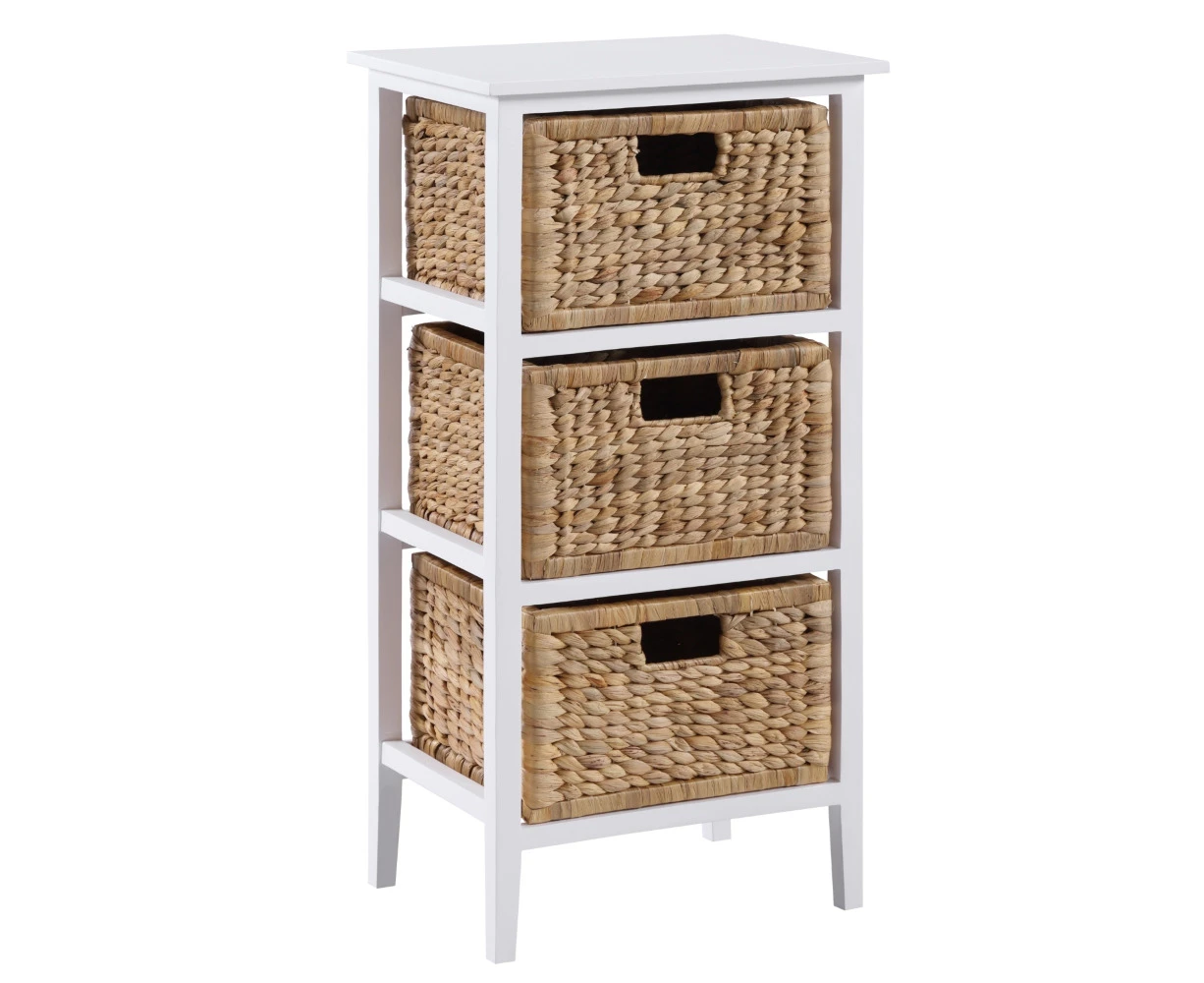 Kodu Mica Chest Tallboy Storage Unit Cabinet with 3 baskets white