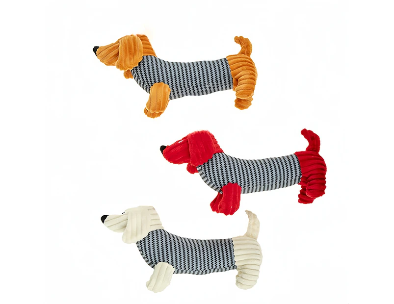 2 x Pet Puppy Dog Toy Play Animal Plush Toy Soft Squeaky Sausage Dog 35cm Toy