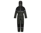 Regatta Childrens/Kids Rancher Camo Waterproof Jumpsuit (Black) - RG9258
