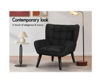 ALFORDSON Wooden Armchair Lounge Accent Chair Velvet Black