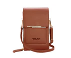 Cute Mini Cell-Phone Purse for Women Girls Mini Messenger Bag Small Leather Shoulder Bag Cell-Phone Wallet Crossbody Bag-Color-brown