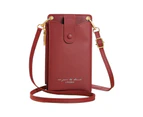 Cute Mini Mobile Phone Purse for Women Girls Lovely Messenger Bag PU Shoulder Bag Cell-Phone Wallet Small Crossbody Bag-Color-Black