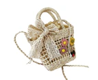 Ethnic Style Shoulder Bag for Girls Women Vintage Straw Crossbody Bag Handwoven Bucket Bag Female Casual Messenger Bag-Color-Khaki