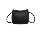 Fashion Crossbody Bag for Women All-matching Shoulder Bag Vintage PU Leather Messenger Bag Teens Simple Casual Sling Bag-Color-Black