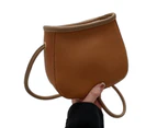 Fashion Crossbody Bag for Women All-matching Shoulder Bag Vintage PU Leather Messenger Bag Teens Simple Casual Sling Bag-Color-Khaki with Brown