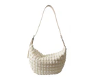 Fahion Shoulder Bag for Women Rhombus Padded Plaid Puffy Bag Crossbody Bag Handbag Messenger Bag Satchel Bags-Color-White
