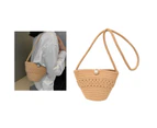 Fashion Hollow Shoulder Bag Woven Bags for Women Girls Crossbody Bag for Holiday Beach Travel Bags-Color-Beige