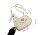 Cute Crossbody Bag for Women Teens All-matching Shoulder Bag Sling Bag Soft PU Leather Messenger Bag Simple Underarm Bag-Color-White