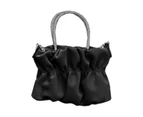 Fashion Pleated Crossbody Bag for Women Chain Shoulder Bag All-matching Messenger Bag Ladies Cloud Bag Small Square Bag-Color-Black