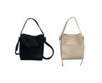 Fashion Bucket Bags Leather Crossbody Bag Shoulder Bag Pouch Gift for Women Girl Travel Casual Handbag Apricot/Black-Color-Black