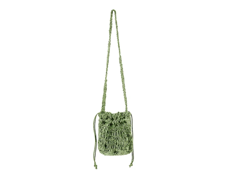 Fashion Drawstring Shoulder Bags Crossbody Bag Pleated Bucket Shaped Bags for Women Girls-Color-Green