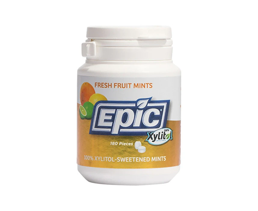 Epic Xylitol (SugarFree) Mints Fresh Fruit Tub 180 Piece