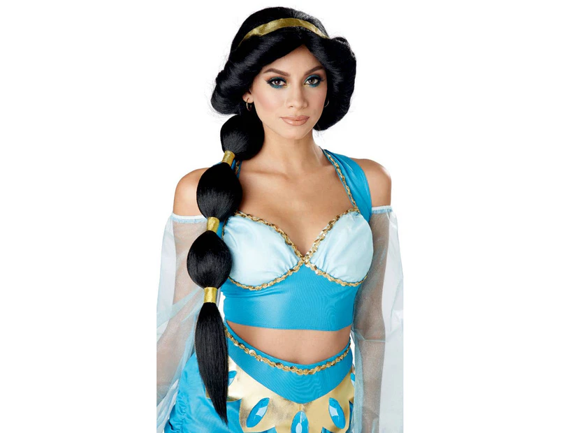 Desert Womens Princess Jasmine Black Ponytail Costume Wig Womens