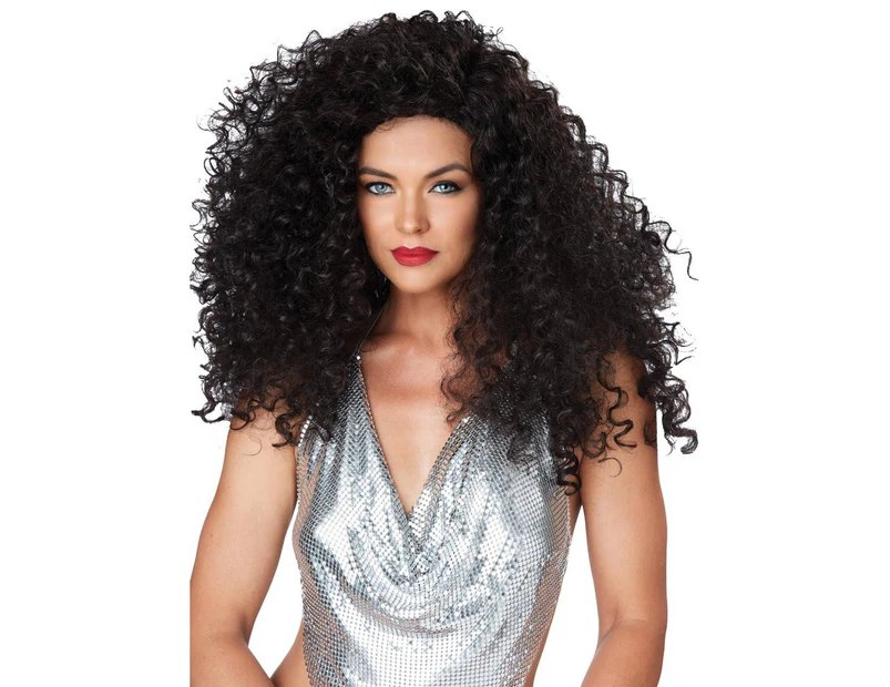 Disco Diva 'Do Womens Curly Brown Wig Womens