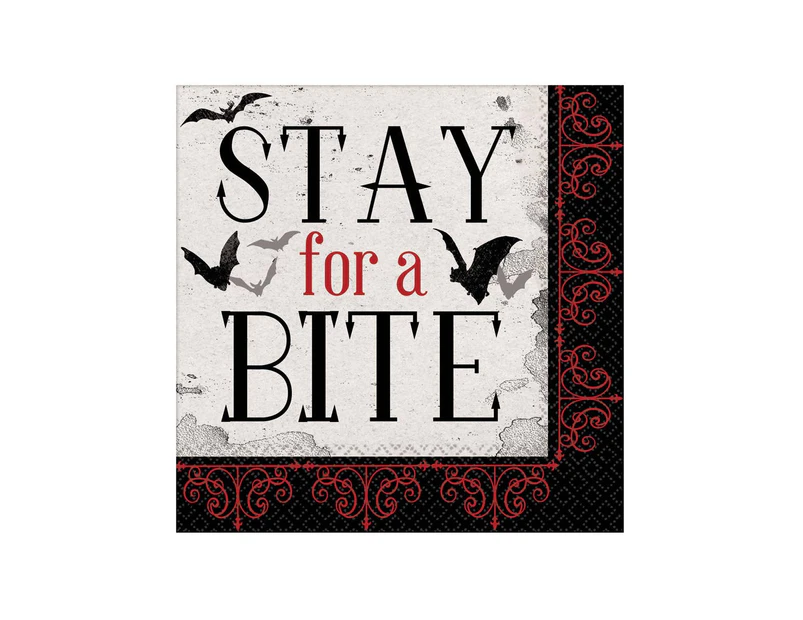 Stay For A Bite 16 Pack Halloween Beverage Napkins