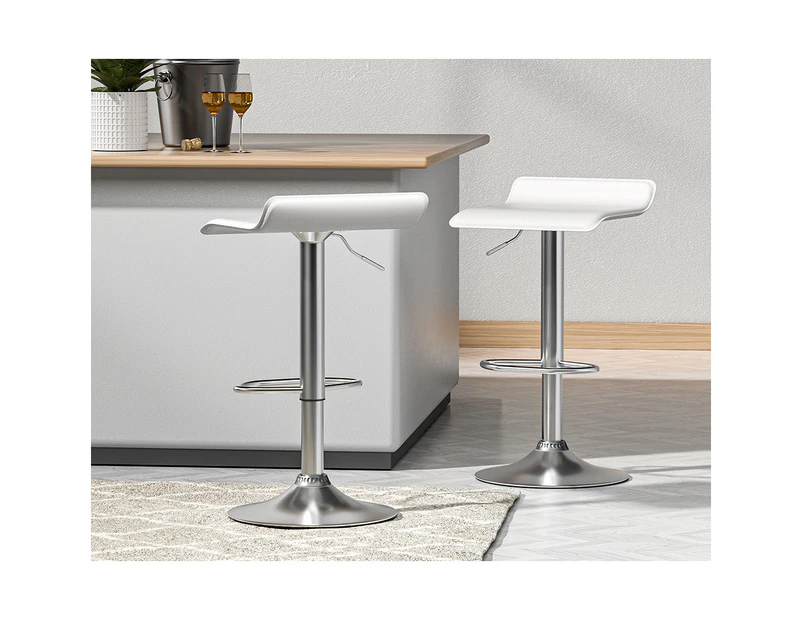 Bar Stools Set of 2 Adjustable Kitchen Stool Chairs White