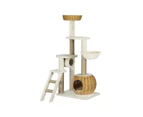 i.Pet Cat Tree 138cm Tower Scratching Post Scratcher Wood Bed Condo House Rattan Ladder