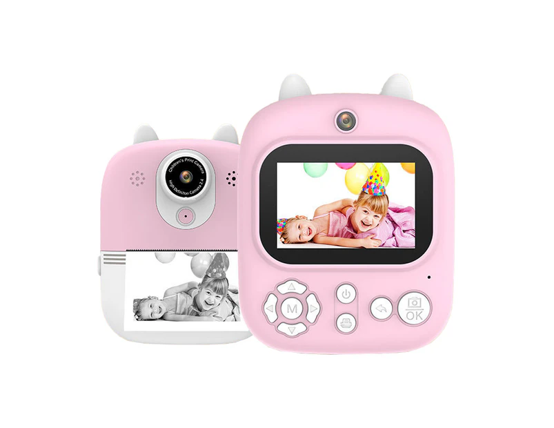 Instant Print Camera for Kids with 32GB Memory Card and 3 Rolls Print Paper-Pink